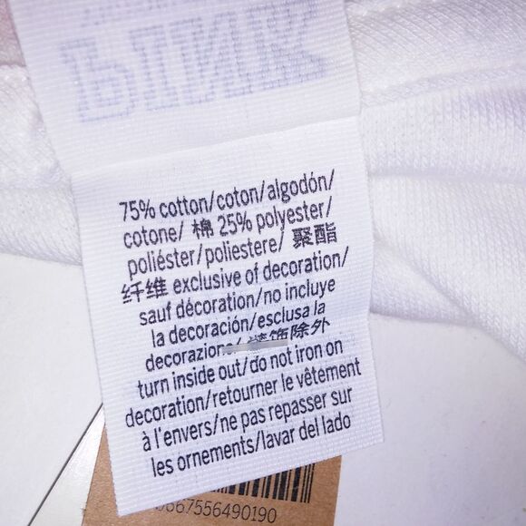 Victoria Secret PINK Sweater XL Terry Cloth Logo White Solid Long Sleeve V Neck - Picture 8 of 9